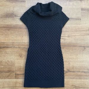 EUC Pink Rose Black Knit Cowl Neck Sweater Dress Size Medium